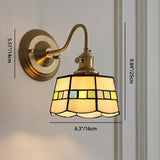 Vintage Tiffany Glass Brass Wall Sconce Lamp 1-Light Lasson Living
