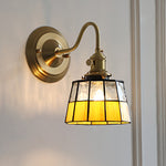 Vintage Tiffany Glass Brass Wall Sconce Lamp 1-Light Lasson Living