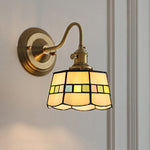 Vintage Tiffany Glass Brass Wall Sconce Lamp 1-Light Lasson Living