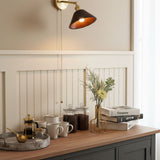 Vintage Dome Wooden Brass Wall Sconce 1-Light Lasson Living