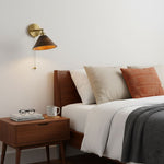Vintage Dome Wooden Brass Wall Sconce 1-Light Lasson Living