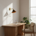 Vintage Dome Wooden Brass Wall Sconce 1-Light Lasson Living
