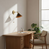 Vintage Dome Wooden Brass Wall Sconce 1-Light Lasson Living