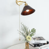 Vintage Dome Wooden Brass Wall Sconce 1-Light Lasson Living