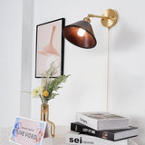 Vintage Dome Wooden Brass Wall Sconce 1-Light Lasson Living