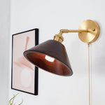 Vintage Dome Wooden Brass Wall Sconce 1-Light Lasson Living