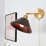 Vintage Dome Wooden Brass Wall Sconce 1-Light Lasson Living