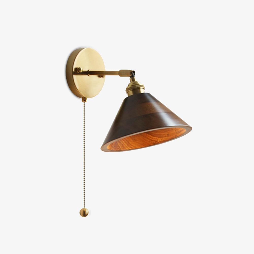 Vintage Dome Wooden Brass Wall Sconce 1-Light Lasson Living