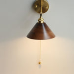 Vintage Dome Wooden Brass Wall Sconce 1-Light Lasson Living