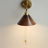 Vintage Dome Wooden Brass Wall Sconce 1-Light Lasson Living