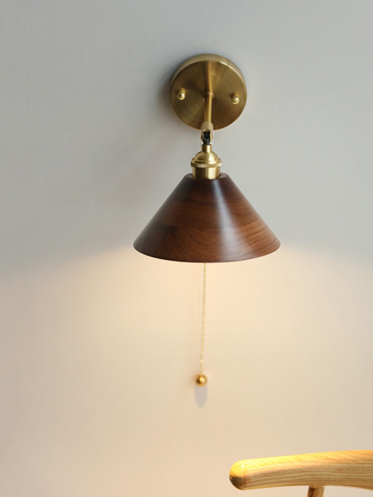 Vintage Dome Wooden Brass Wall Sconce 1-Light Lasson Living
