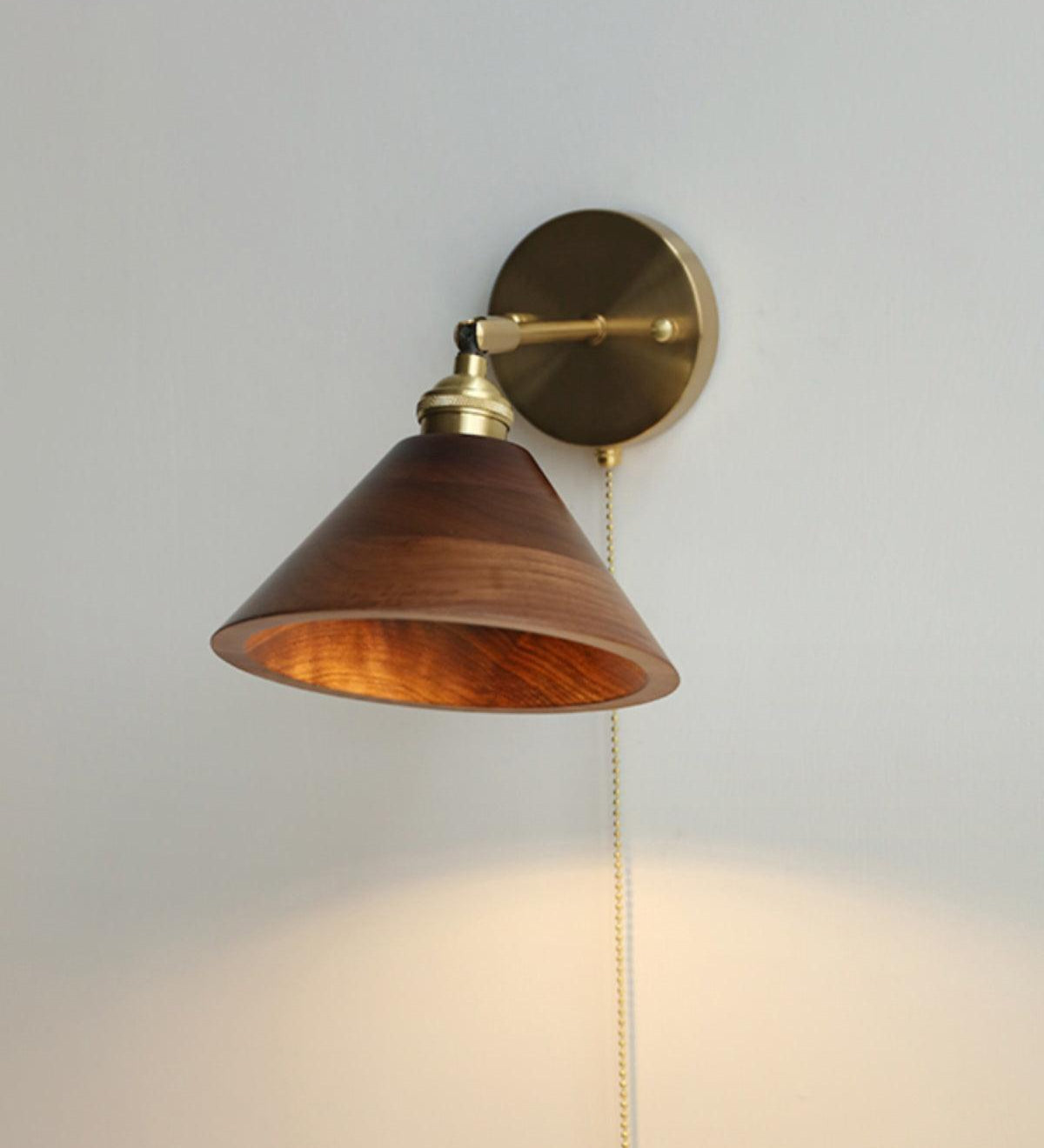 Vintage Dome Wooden Brass Wall Sconce 1-Light Lasson Living