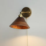 Vintage Dome Wooden Brass Wall Sconce 1-Light Lasson Living