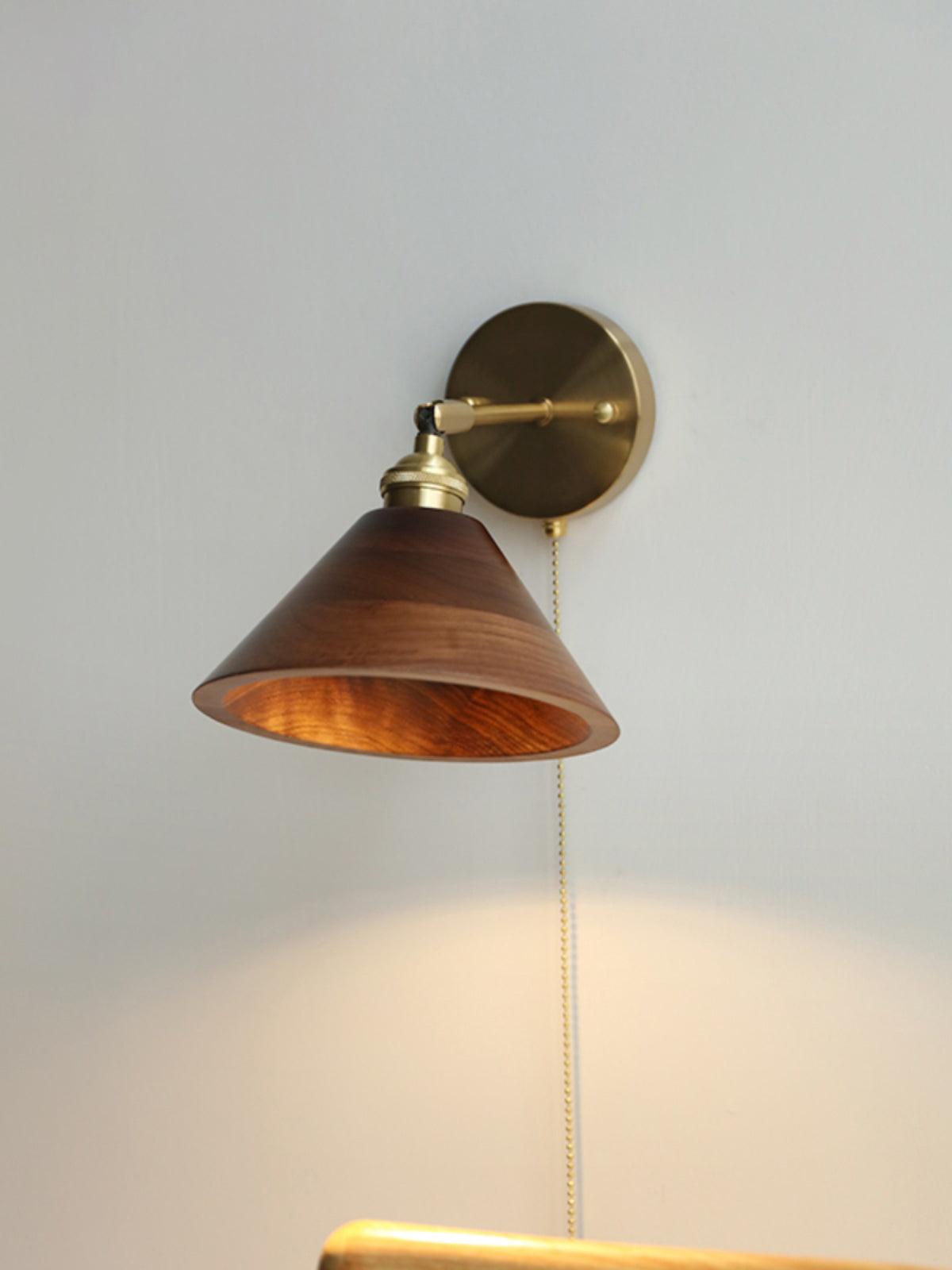 Vintage Dome Wooden Brass Wall Sconce 1-Light Lasson Living