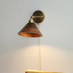 Vintage Dome Wooden Brass Wall Sconce 1-Light Lasson Living