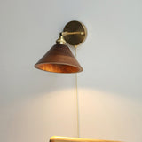 Vintage Dome Wooden Brass Wall Sconce 1-Light Lasson Living