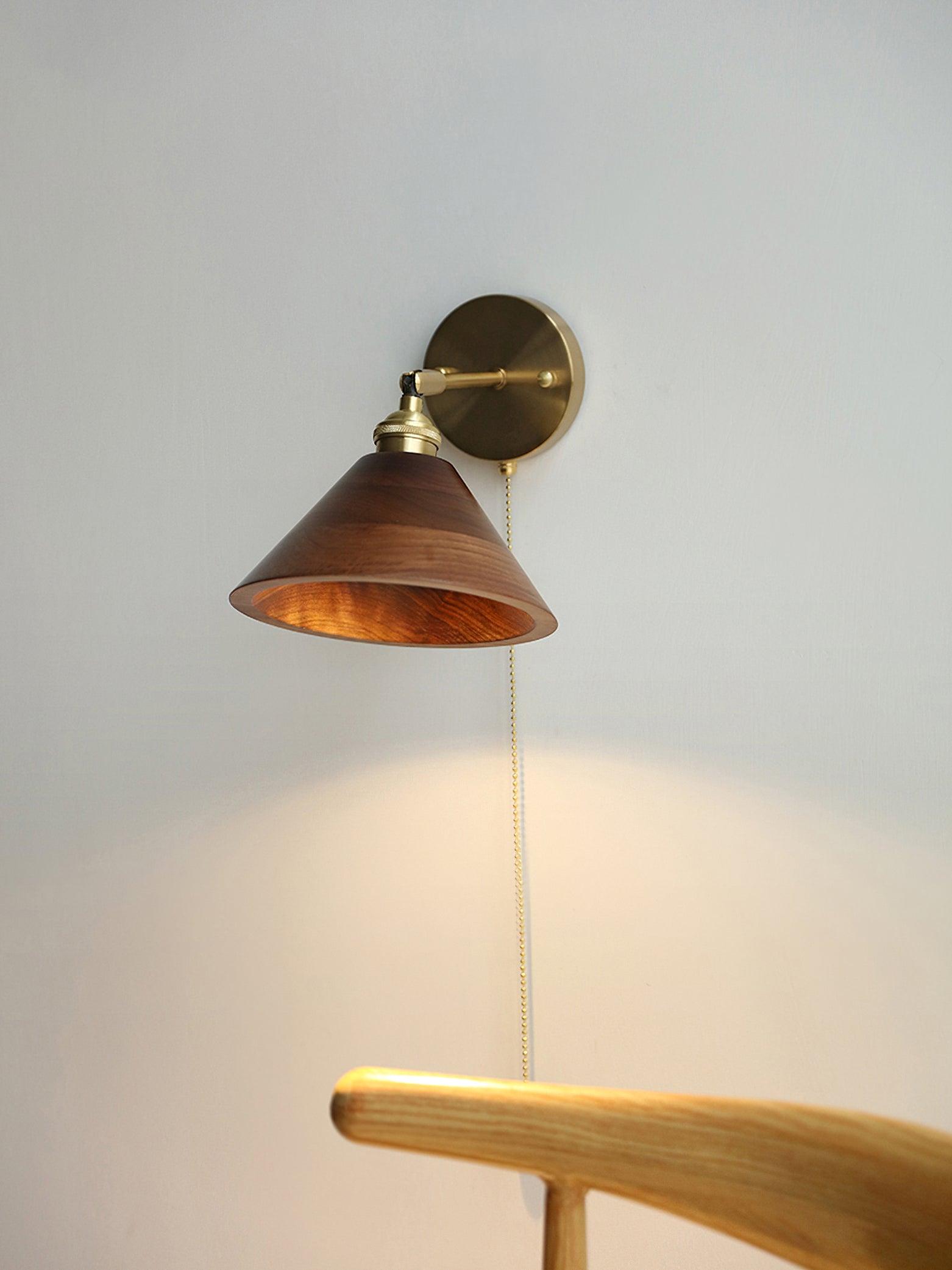 Vintage Dome Wooden Brass Wall Sconce 1-Light Lasson Living