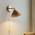Vintage Dome Wooden Brass Wall Sconce 1-Light Lasson Living