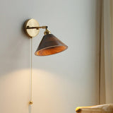 Vintage Dome Wooden Brass Wall Sconce 1-Light Lasson Living