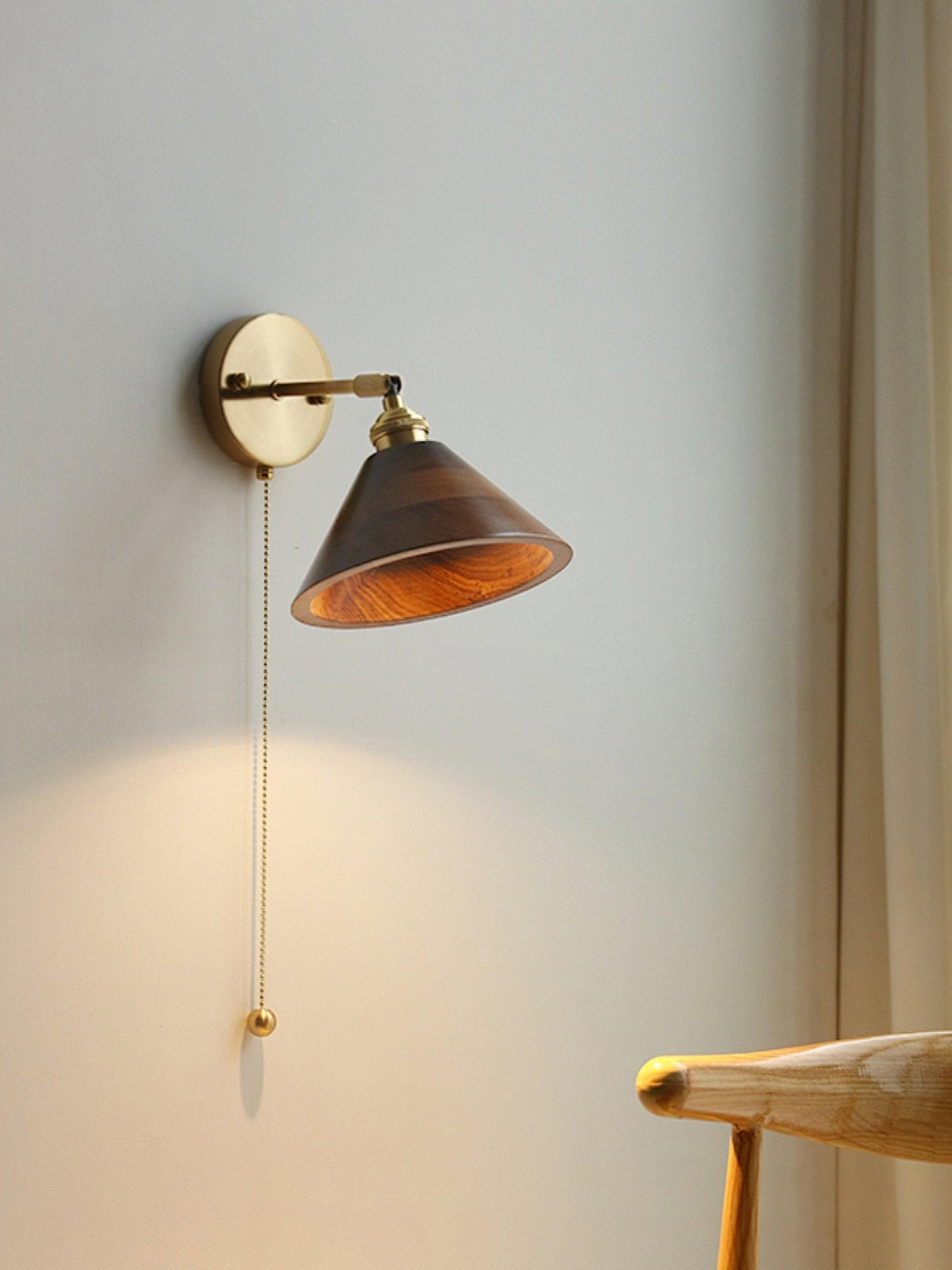 Vintage Dome Wooden Brass Wall Sconce 1-Light Lasson Living