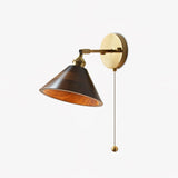Vintage Dome Wooden Brass Wall Sconce 1-Light Lasson Living