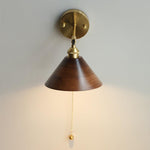 Vintage Dome Wooden Brass Wall Sconce 1-Light Lasson Living