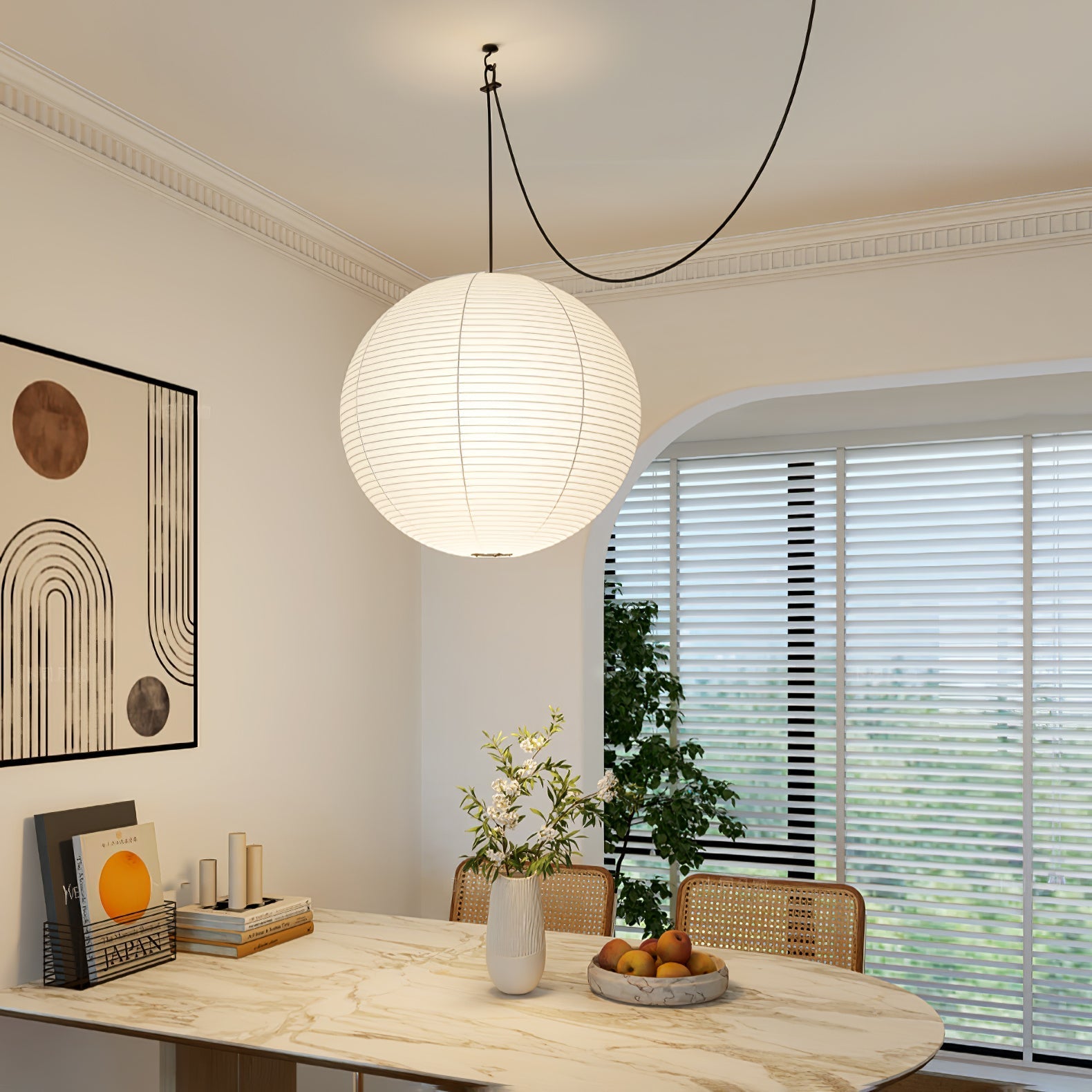 Japanese Washi Paper Globe Pendant Light 1-Light Lasson Living