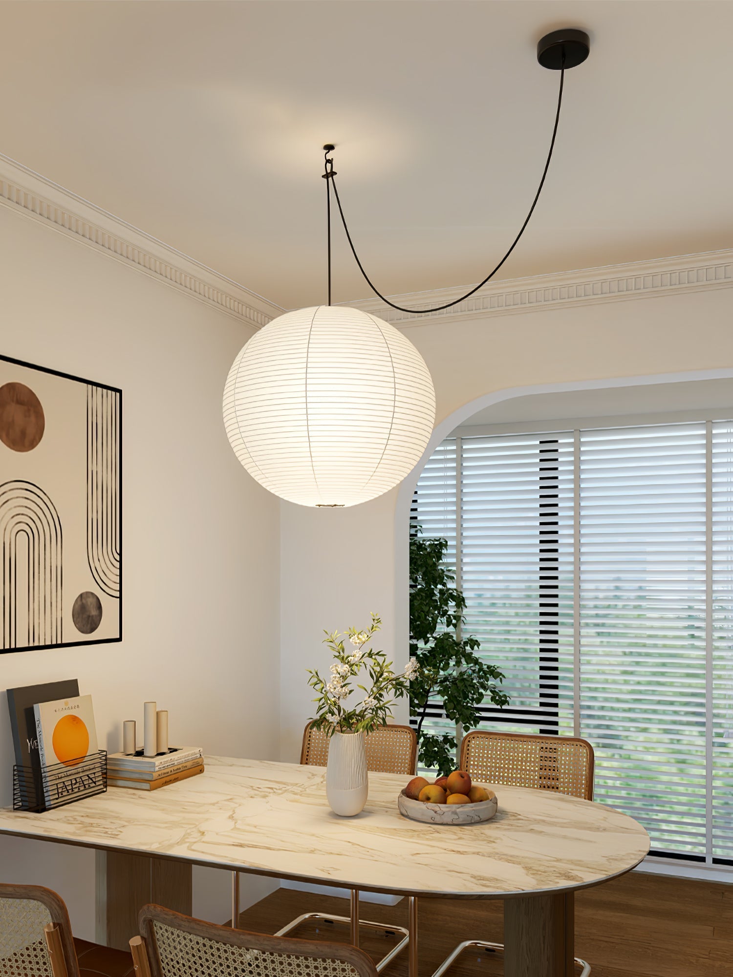 Japanese Washi Paper Globe Pendant Light 1-Light Lasson Living