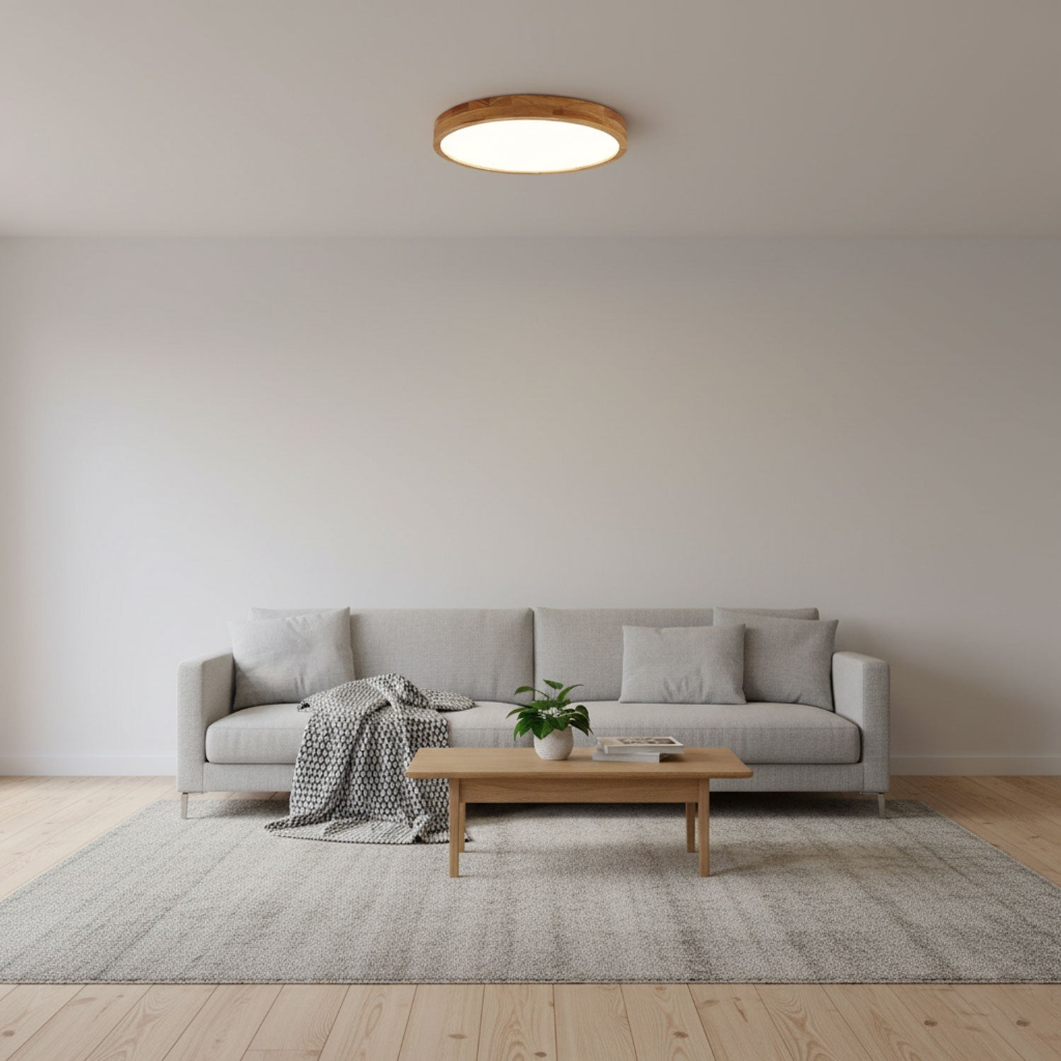 Modern Nordic Round Wooden LED Flush Mount Ceiling 1-Light Lasson Living