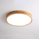 Modern Nordic Round Wooden LED Flush Mount Ceiling 1-Light Lasson Living