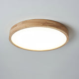 Modern Nordic Round Wooden LED Flush Mount Ceiling 1-Light Lasson Living