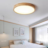 Modern Nordic Round Wooden LED Flush Mount Ceiling 1-Light Lasson Living