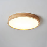Modern Nordic Round Wooden LED Flush Mount Ceiling 1-Light Lasson Living