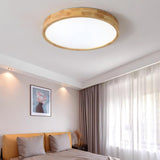 Modern Nordic Round Wooden LED Flush Mount Ceiling 1-Light Lasson Living