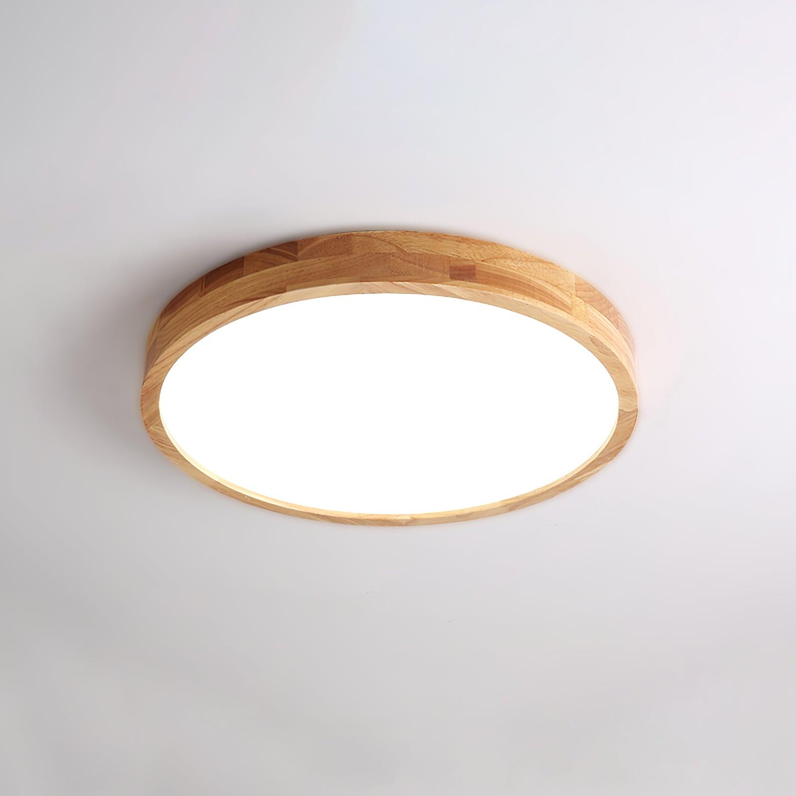 Modern Nordic Round Wooden LED Flush Mount Ceiling 1-Light Lasson Living