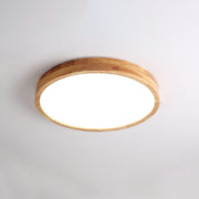 Modern Nordic Round Wooden LED Flush Mount Ceiling 1-Light Lasson Living