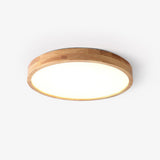 Modern Nordic Round Wooden LED Flush Mount Ceiling 1-Light Lasson Living