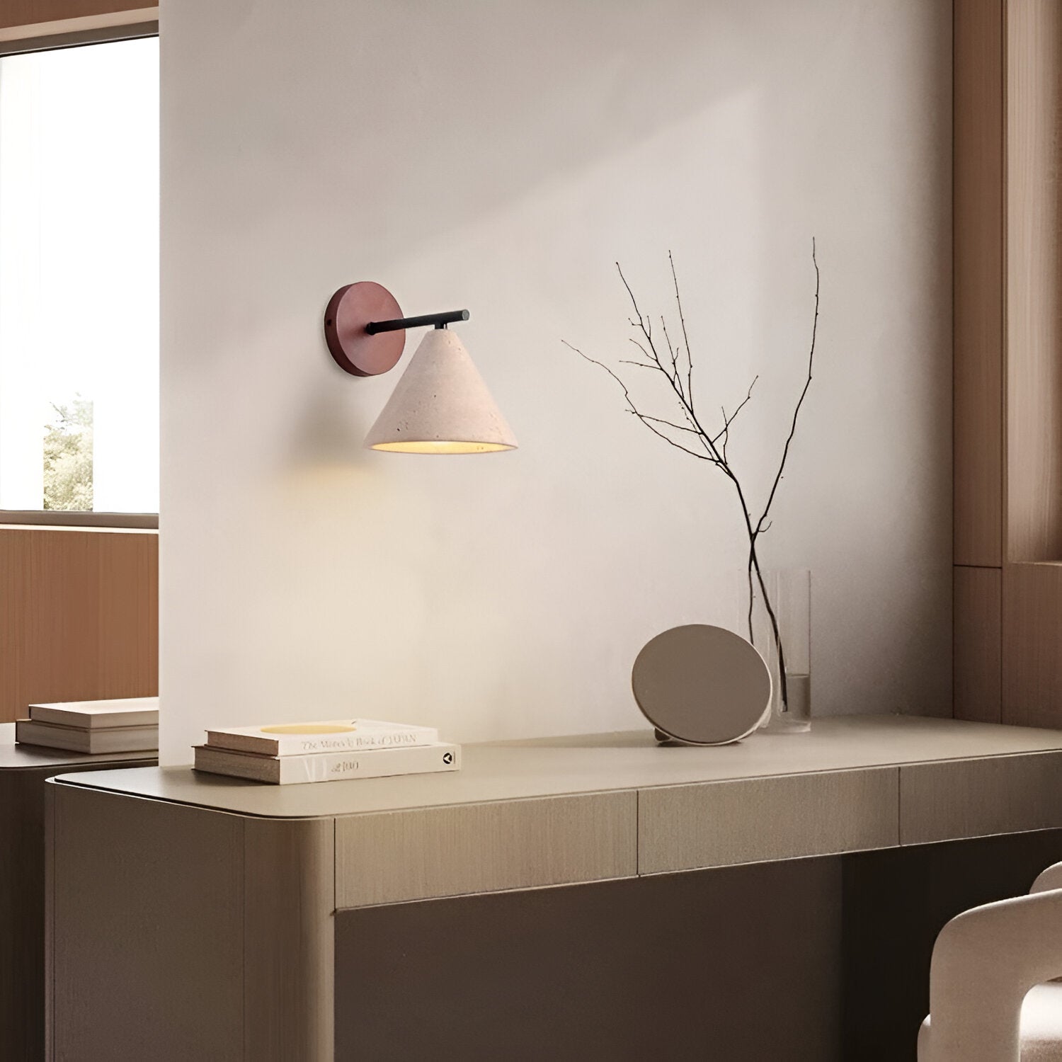 Modern Travertine Cone Wall Sconce LED 1-Light Lasson Living