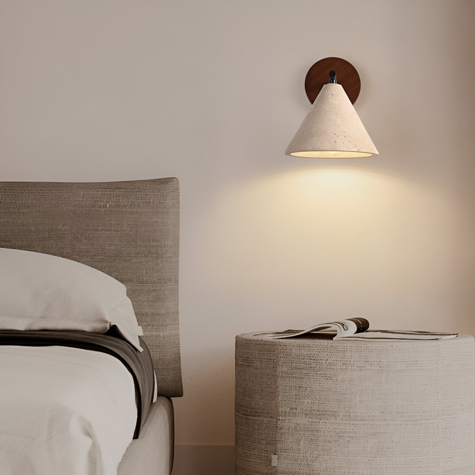 Modern Travertine Cone Wall Sconce LED 1-Light Lasson Living