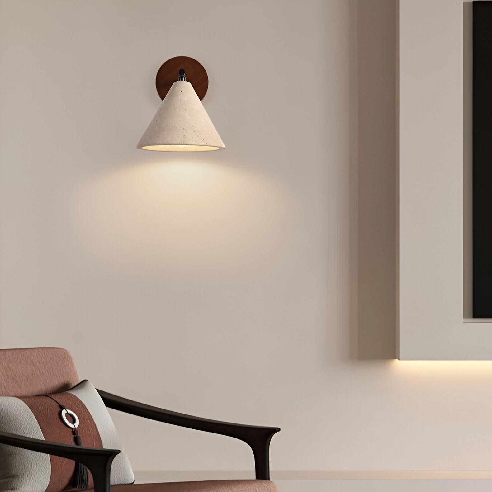 Modern Travertine Cone Wall Sconce LED 1-Light Lasson Living