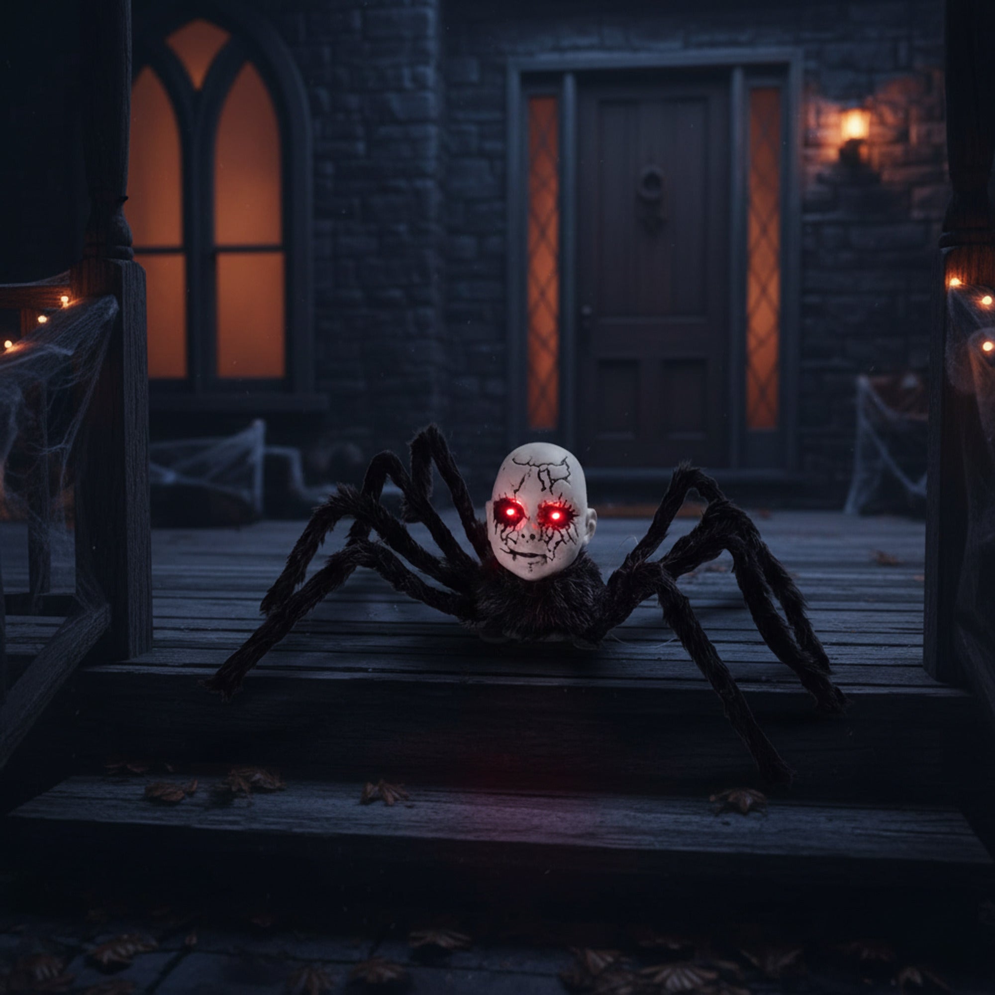Animatronic Halloween Prop Spider Doll Face Glowing Eyes - Image 4
