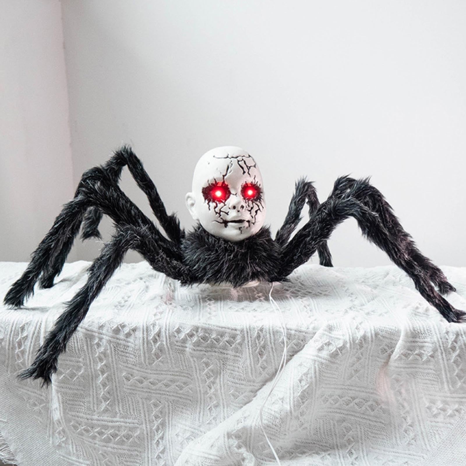 Animatronic Halloween Prop Spider Doll Face Glowing Eyes - Image 8