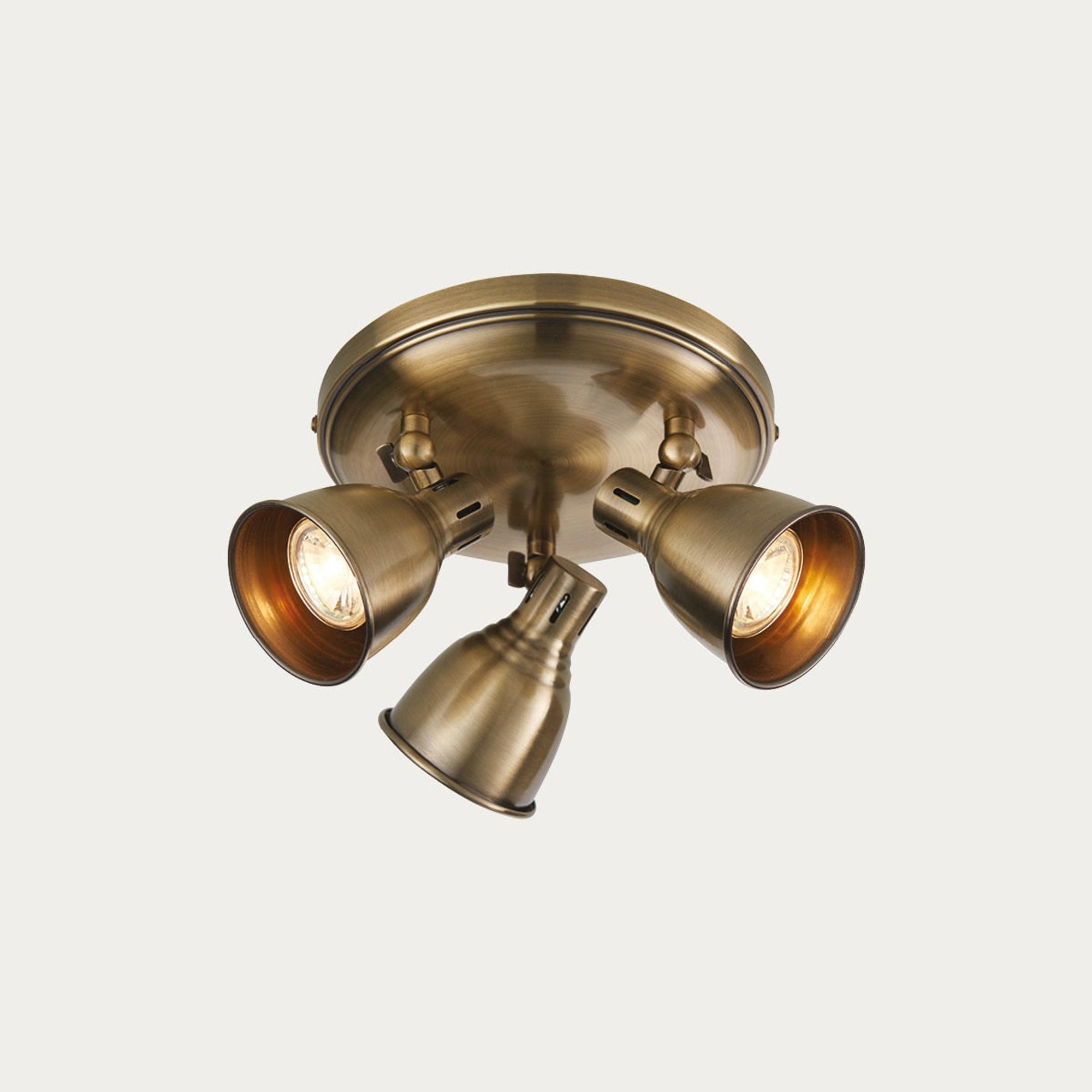 Antique Brass 3 Light Round Spotlight Ceiling - Image 1