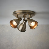 Antique Brass 3 Light Round Spotlight Ceiling - Image 2