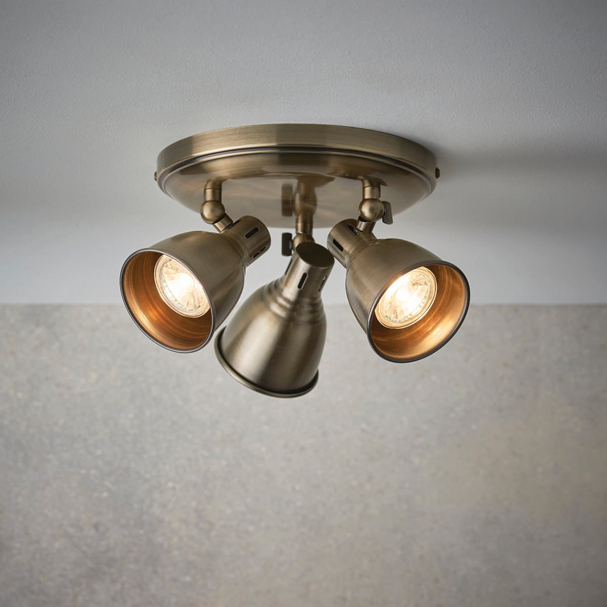 Antique Brass 3 Light Round Spotlight Ceiling - Image 2