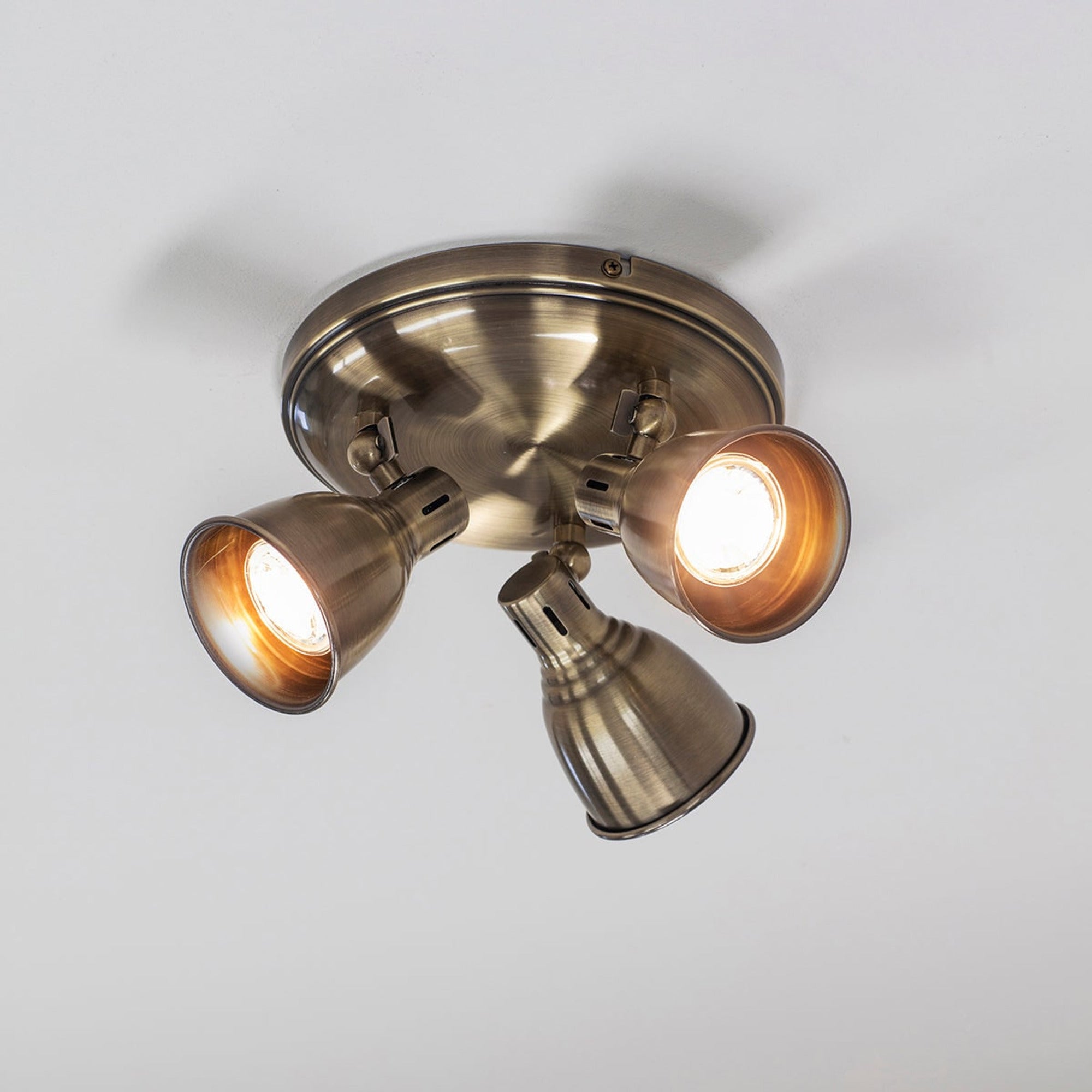 Antique Brass 3 Light Round Spotlight Ceiling - Image 3