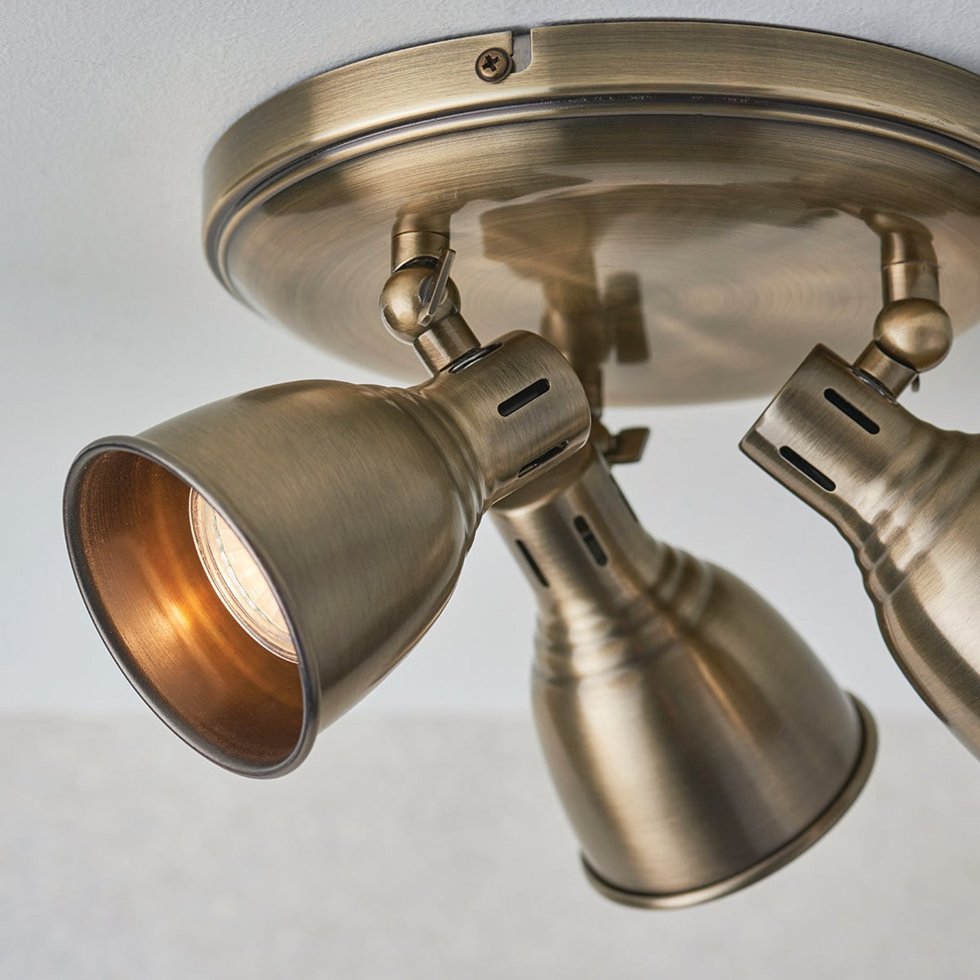 Antique Brass 3 Light Round Spotlight Ceiling - Image 4
