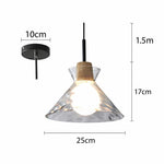 Nordic Rippled Glass and Wood LED Pendant Light | 1-Light Lasson Living