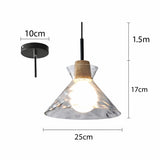Nordic Rippled Glass and Wood LED Pendant Light | 1-Light Lasson Living