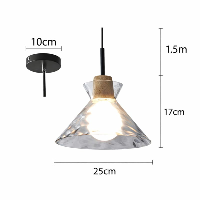 Nordic Rippled Glass and Wood LED Pendant Light | 1-Light Lasson Living